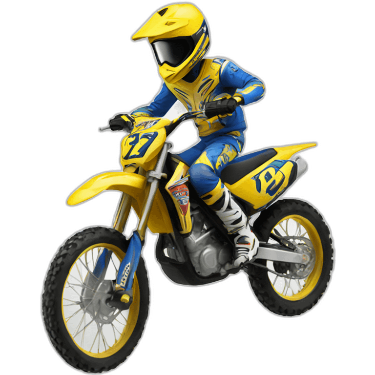 Motocross rider with twisted tea emoji