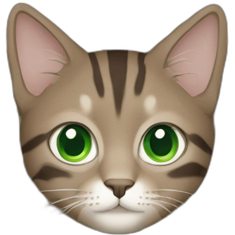 Brown Grey stripes cat with Green eyes emoji