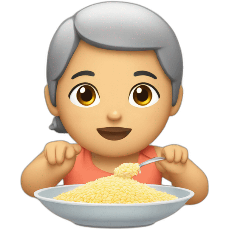 Chinita gorda comiendo arroz  emoji