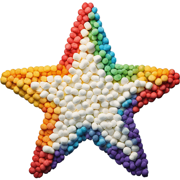 Shining rainbow star made of marshmallows emoji