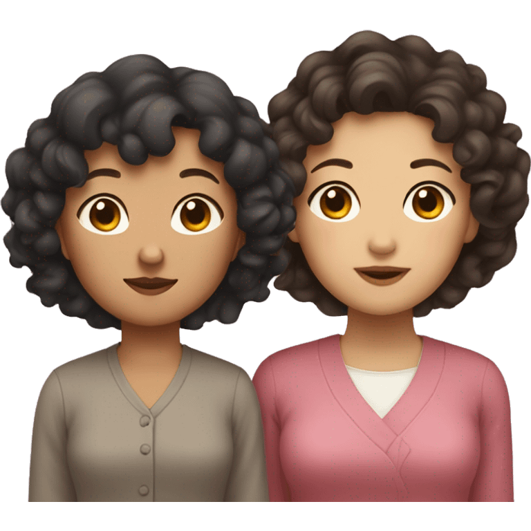 Korean mother and mixed daughter with curly hair  emoji