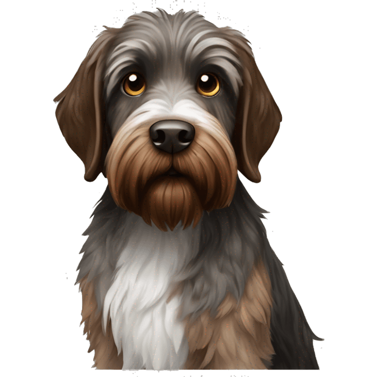 Black, brown and white wire-haired pointing griffon emoji