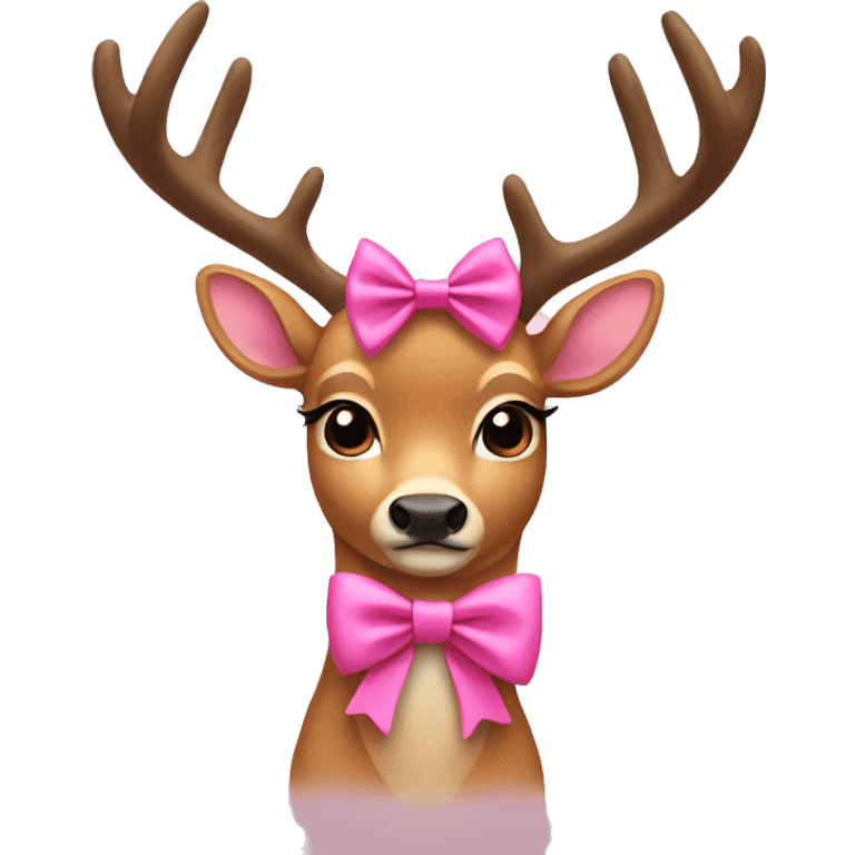 Deer wearing a pink bow emoji