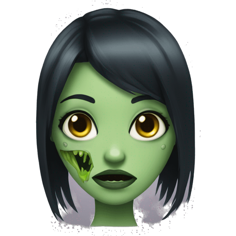 Bih green zombie girl with black hair emoji