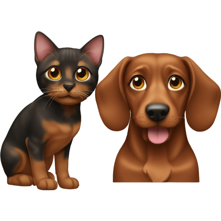 Teckel and cat brown  emoji