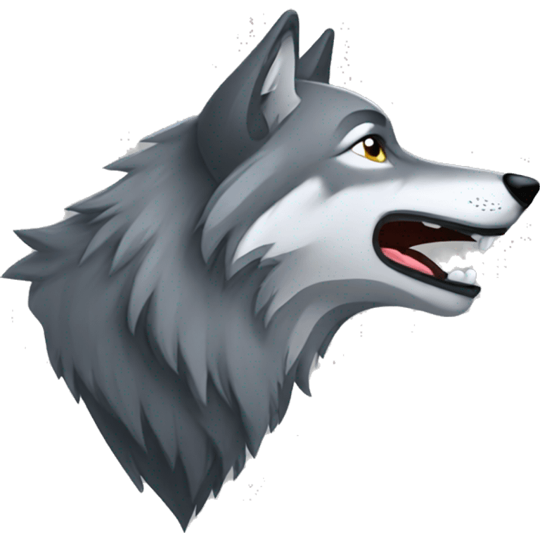 a grey wolf howling  emoji