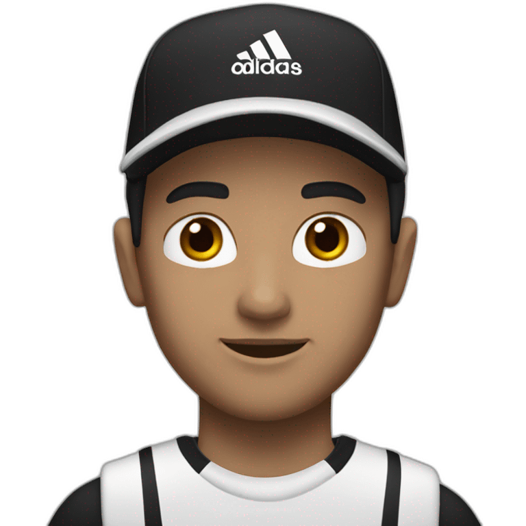 white brownhaired male with a black addidas cap emoji