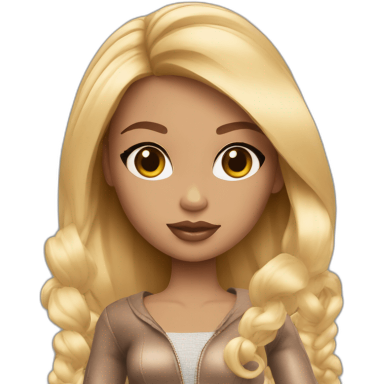 Bratz doll with blond hair and light skin with makeup emoji