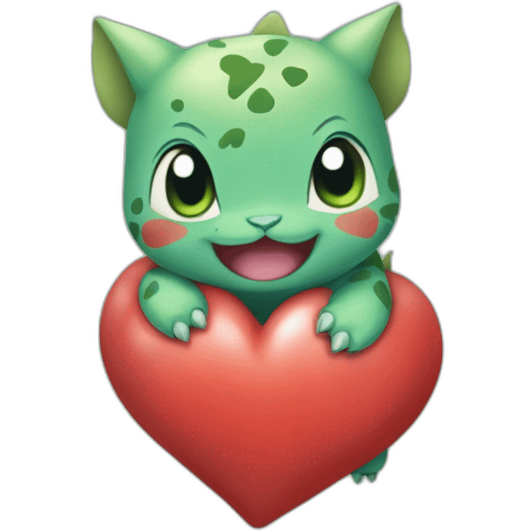 baby Bulbasaur with heart emoji