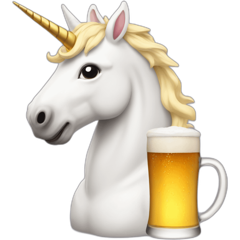 unicorn drinking a beer emoji