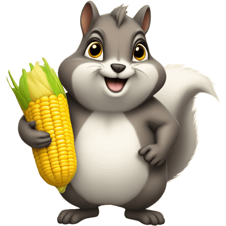 Fat squirrel holding a corn bag emoji