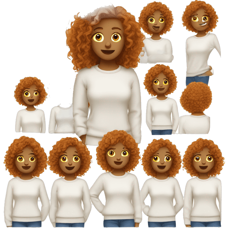 ginger curly women with a white sweater emoji