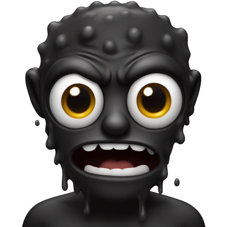 Man turning into black goo monster with one eye and no mouth emoji