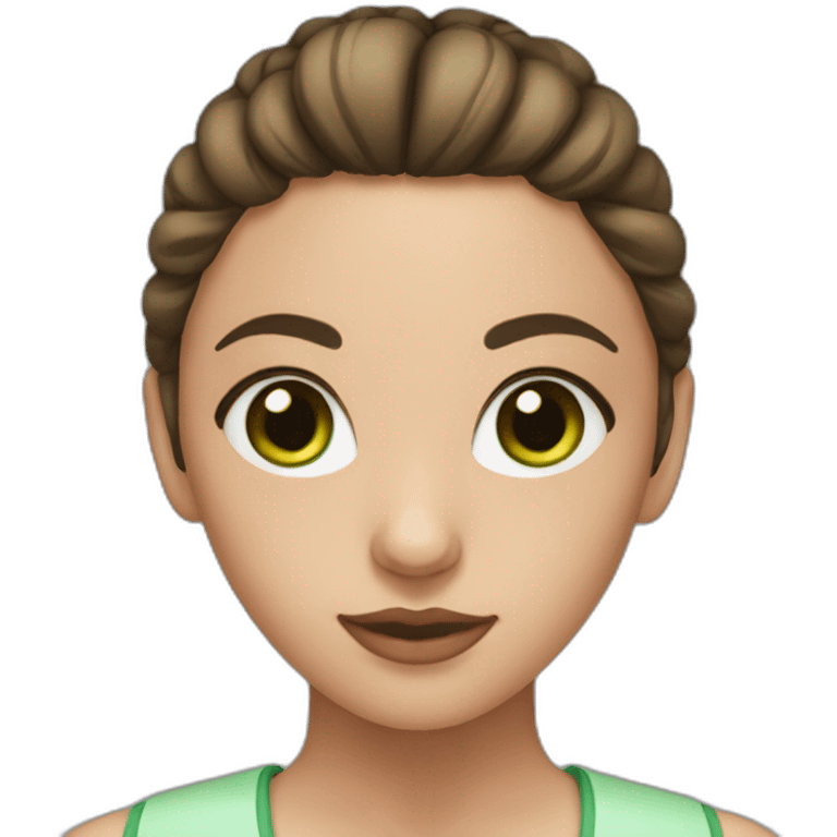 girl with green eyes, with bun and brunette hair emoji