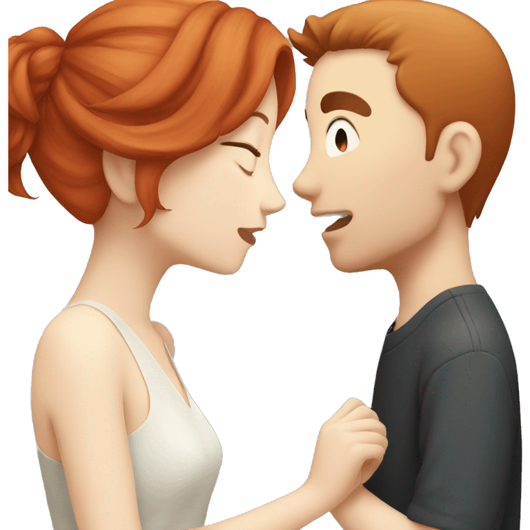 Redhead Girl Kissing japanese man  emoji