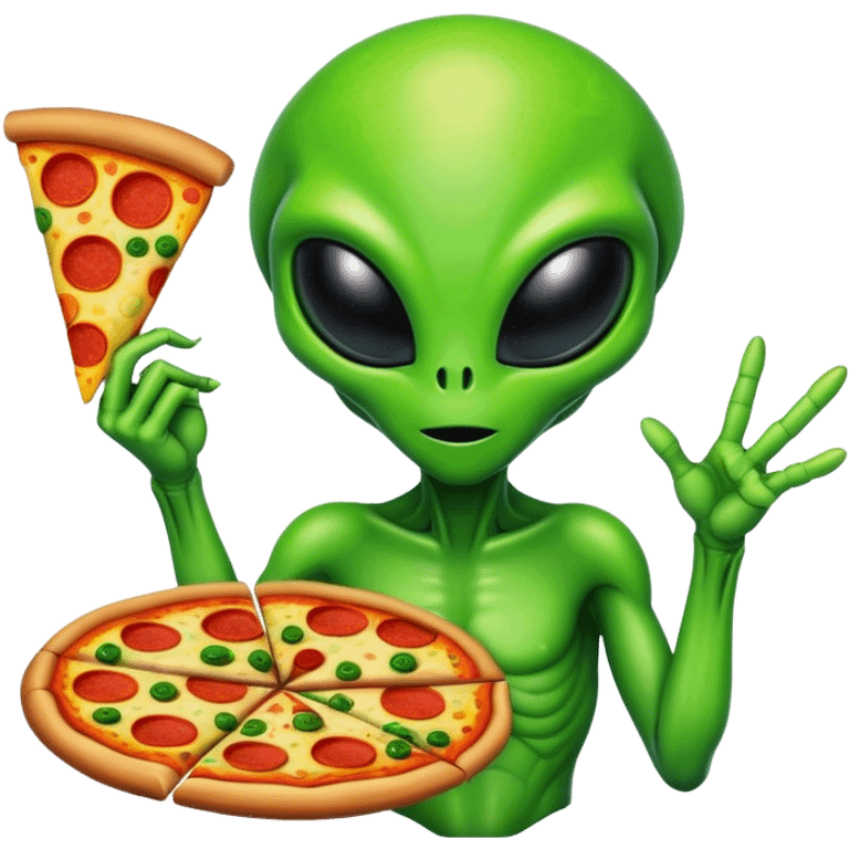 Alien with weed and pizza emoji