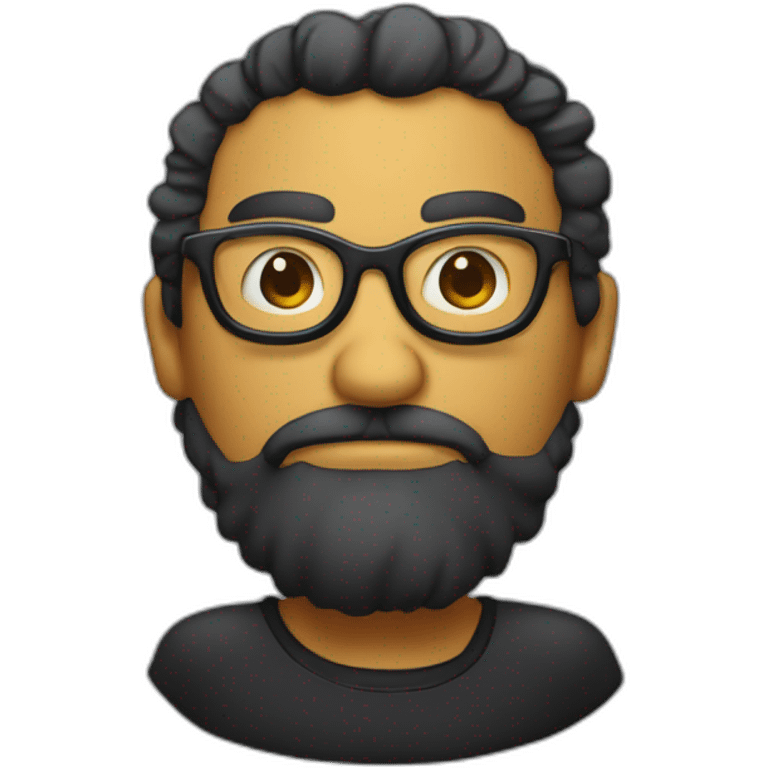 Personnage avec des cheveux noirs bouclés et des lunettes rondes emoji