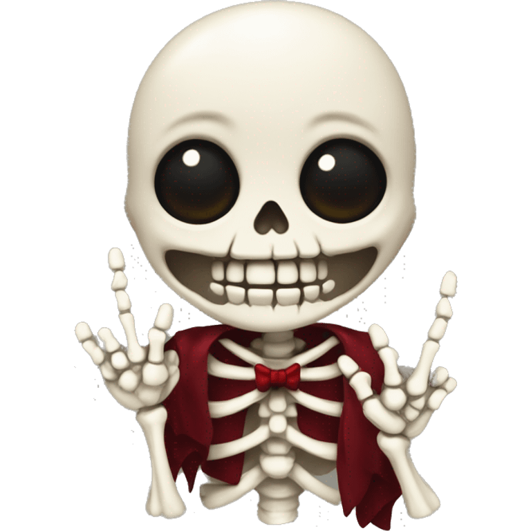 Cute skeleton w dark red bow on head w middle finger emoji