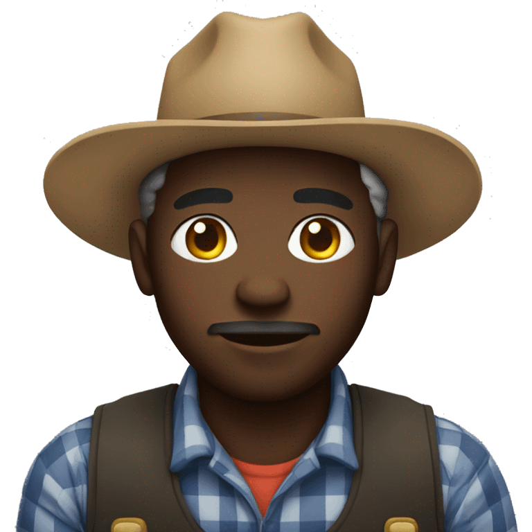 black farmer not smiling emoji