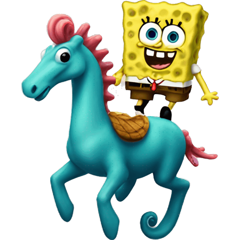 SpongeBob riding a seahorse emoji