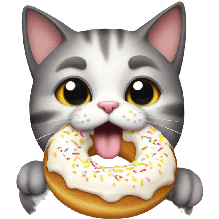 Cat eating donat emoji