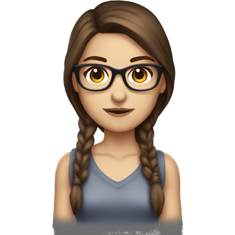 Brown hair brown eyed fantasy Gamer Girl wearing nerd glasses  emoji