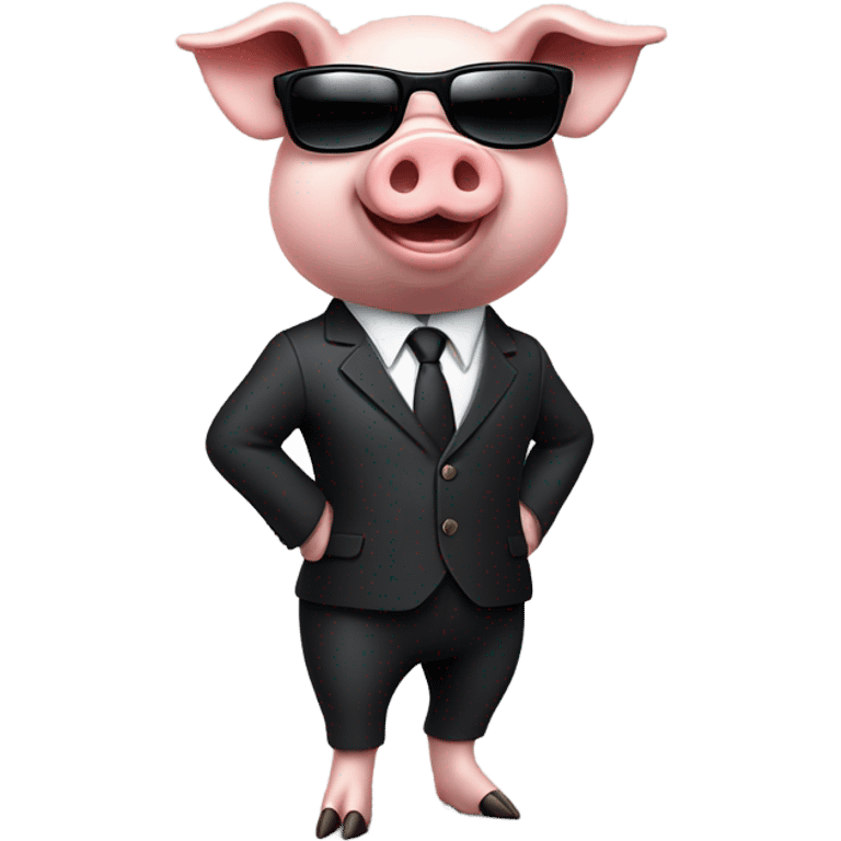 Pig secret agent on two legs emoji