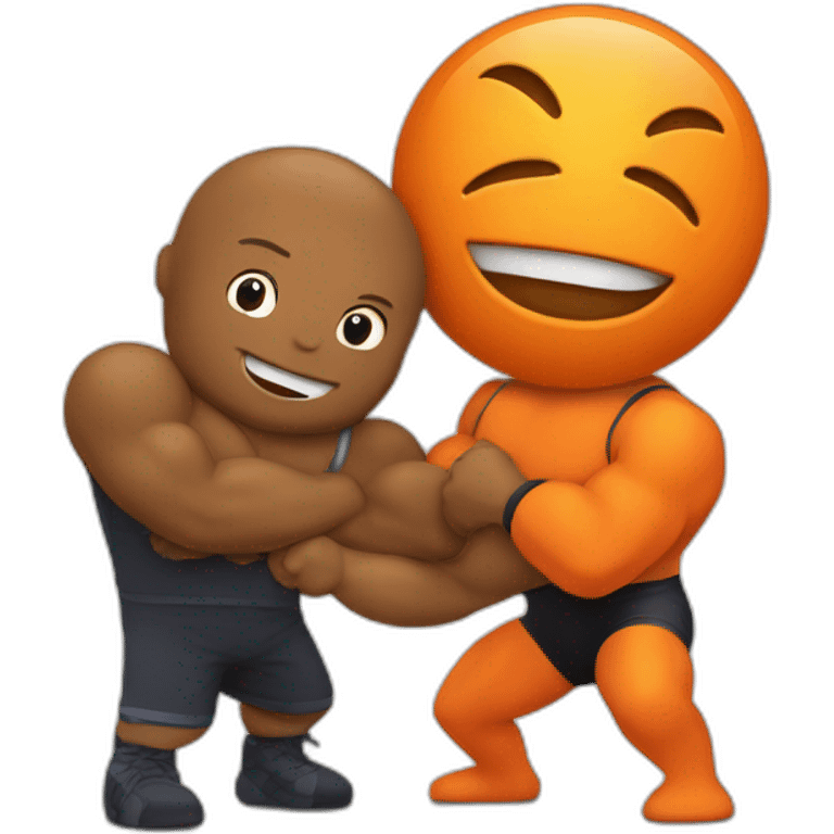 Otto the orange mascot wrestling with Eddie veder  emoji