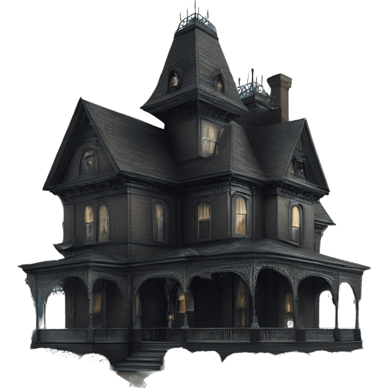 Side view Victorian style . Haunted Addams 5 story house.  emoji