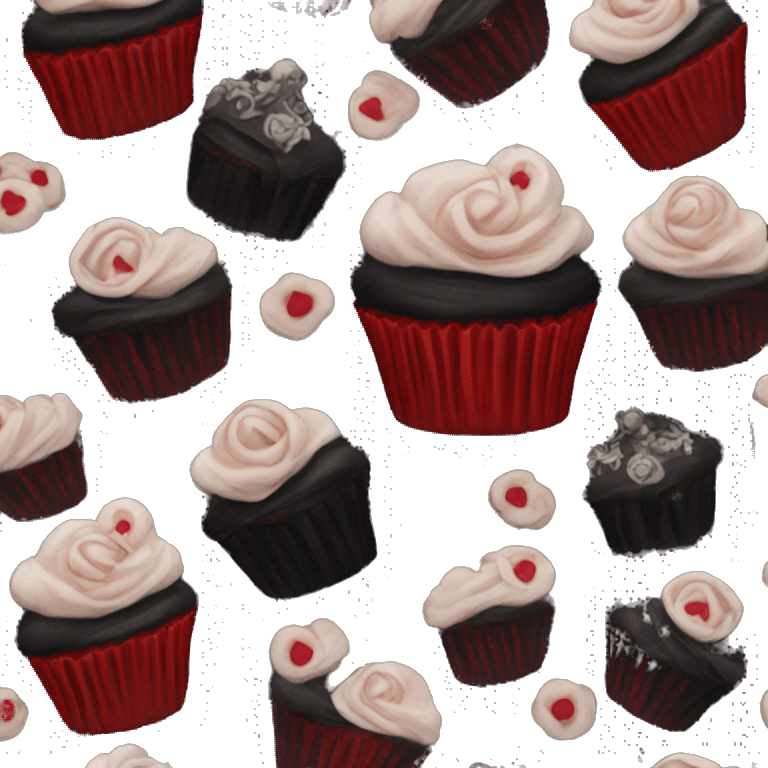 Gothic Red cupcake black icing emoji