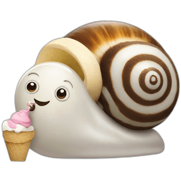 snail eating ice-cream emoji