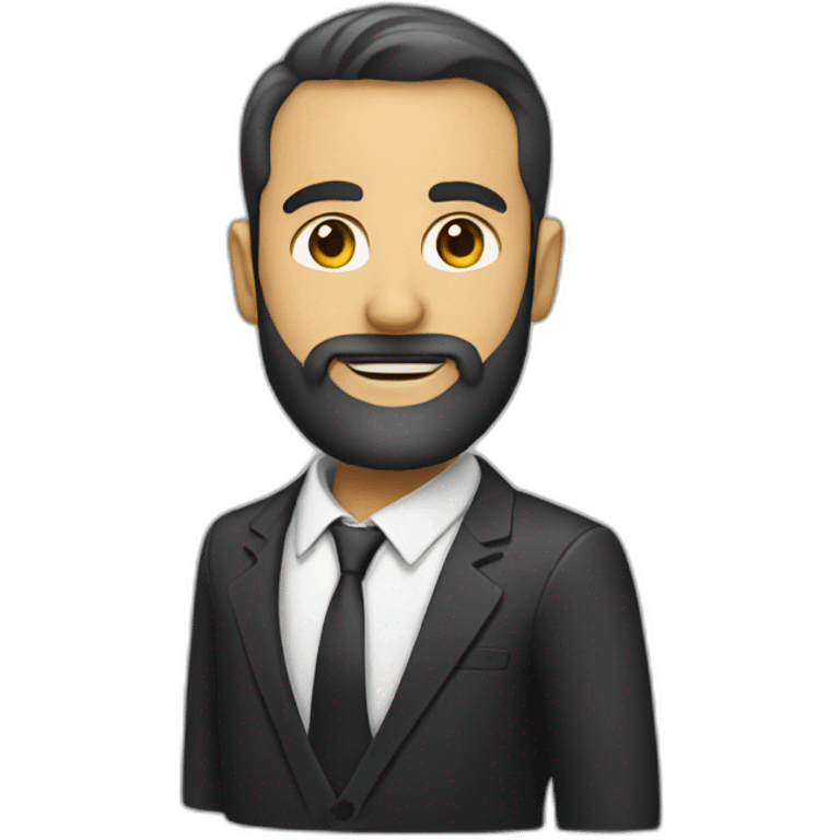 a man with a beard in a suit with a pencil behind his ear emoji