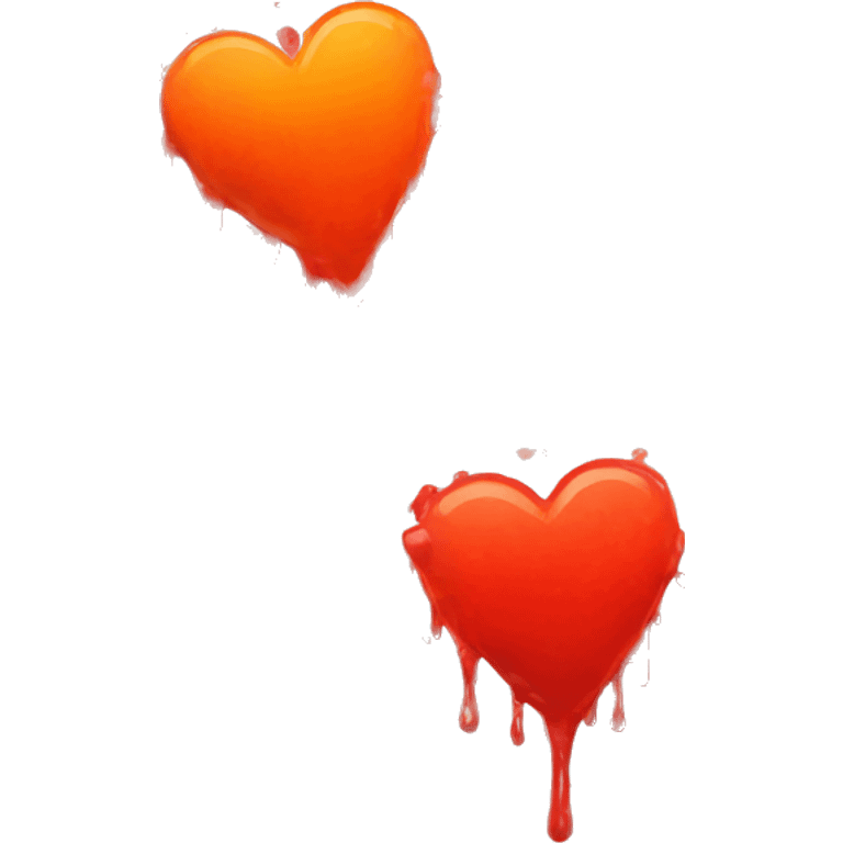 bleeding red heart glowing red-orange with splatter emoji