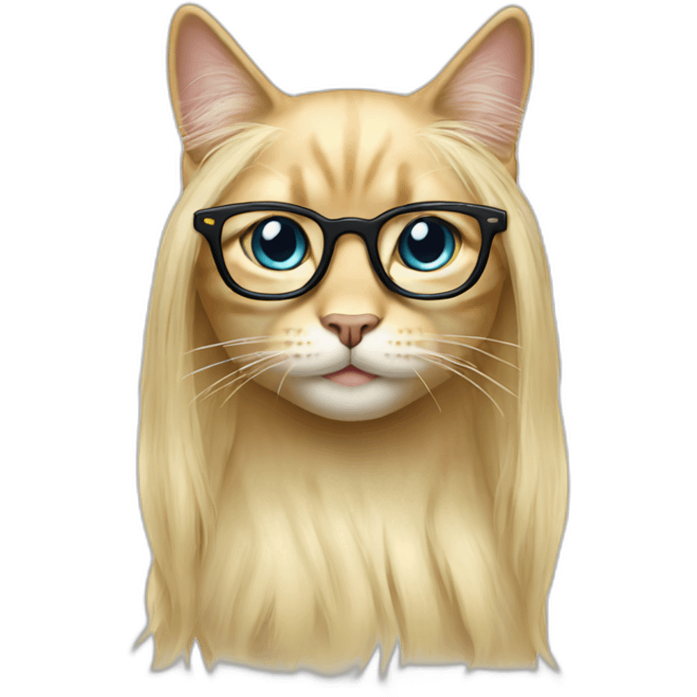 Long Blonde hair cat with glasses emoji