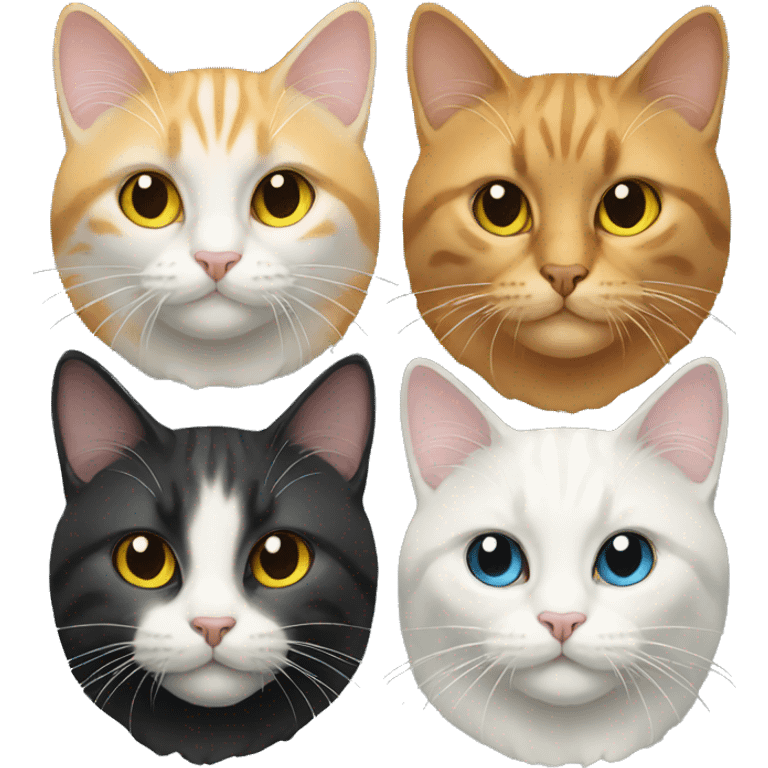 four cats looking really cool emoji