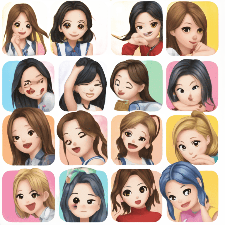 Nayeon, Jeongyeon, Momo, Sana, Jihyo, Mina, Dahyun, Chaeyoung, Tzuyu emoji