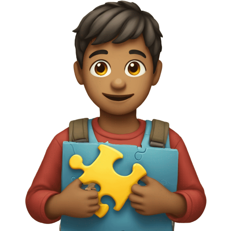 a child with a puzzle in his hands emoji