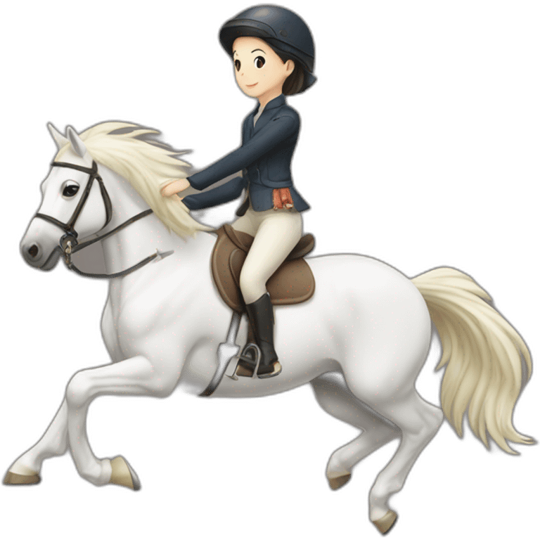 white-hourse-with-jumping-rider—japanese-girl emoji