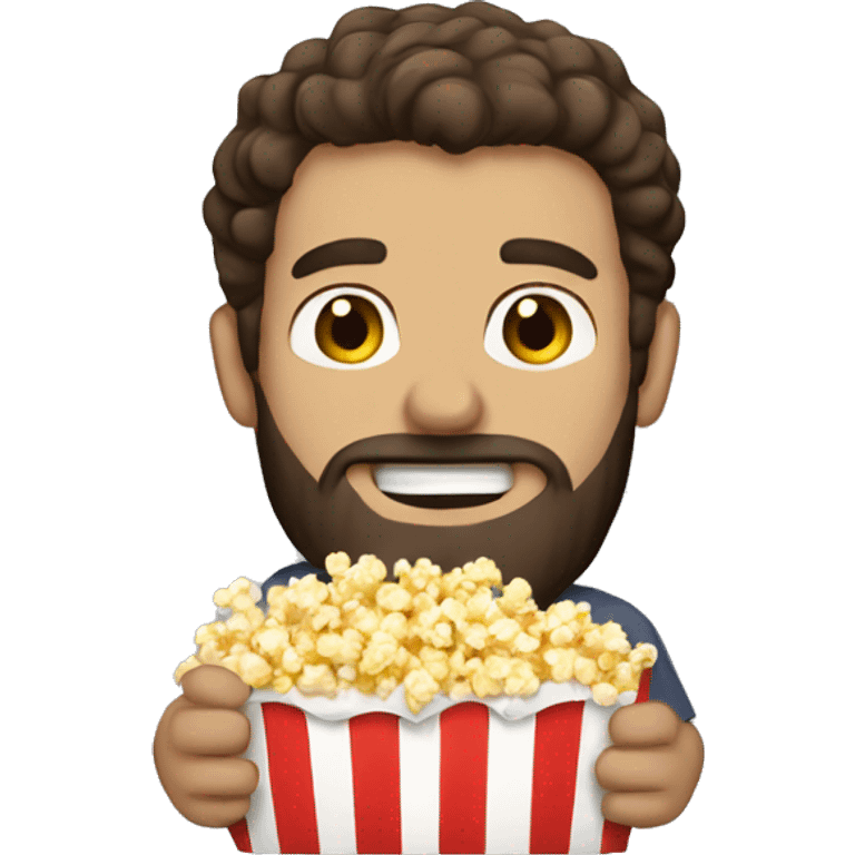 Brown haired man with a beard eating popcorn emoji