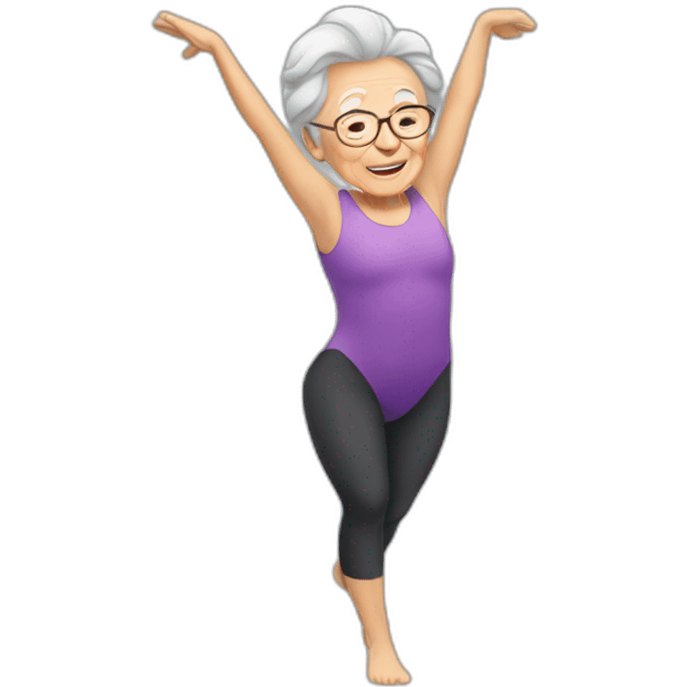 old lady doing gymnastics emoji