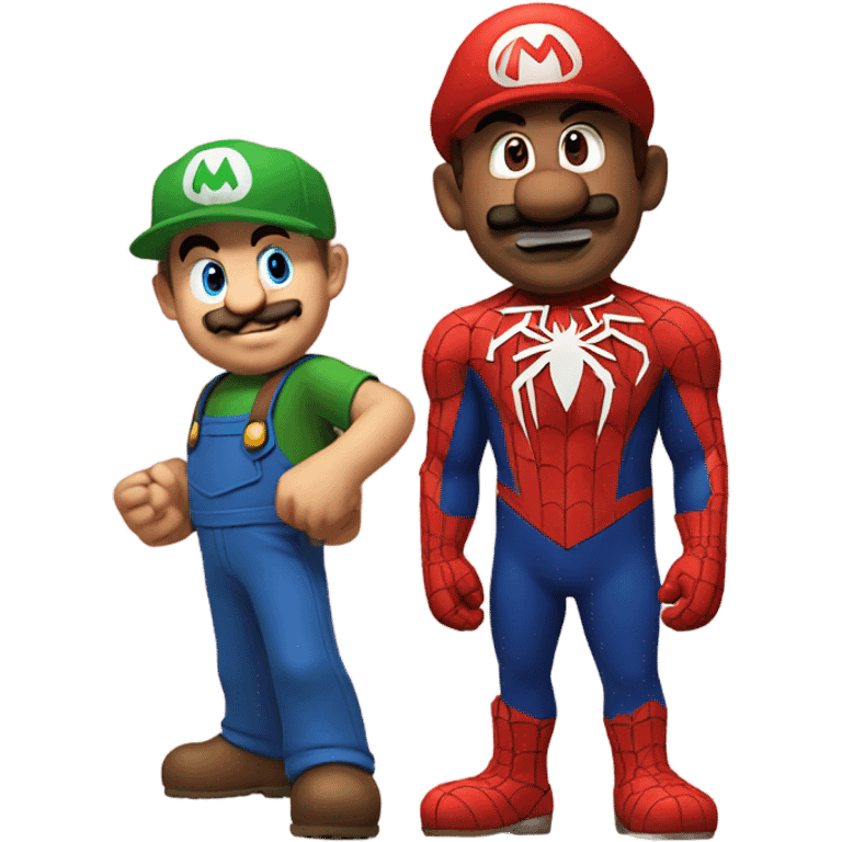 Mario with spider-man emoji