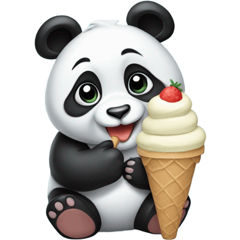 Panda eating ice cream emoji