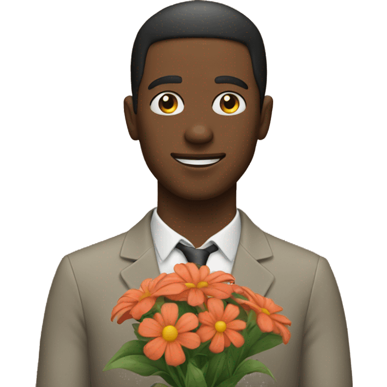 a man with a flowers emoji