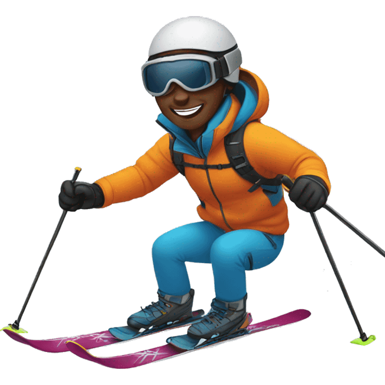 black man skiing emoji