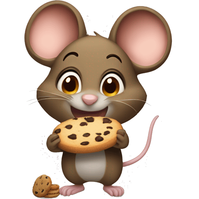 Mouse with big ears eating a chocolate chip cookie  emoji