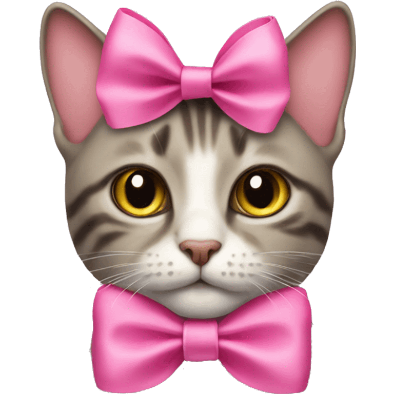 cat with a pink bow on its head small emoji