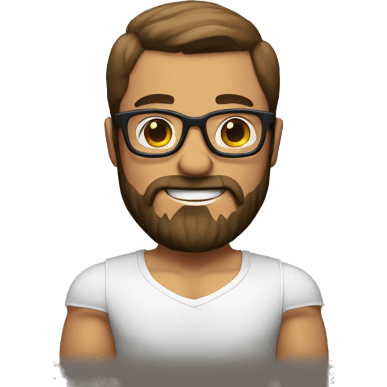 muscular guy with beard & glasses emoji