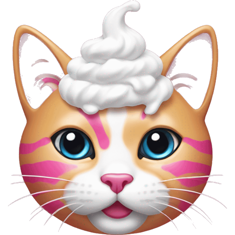 hot pink kitty cat with whipped cream on its head emoji