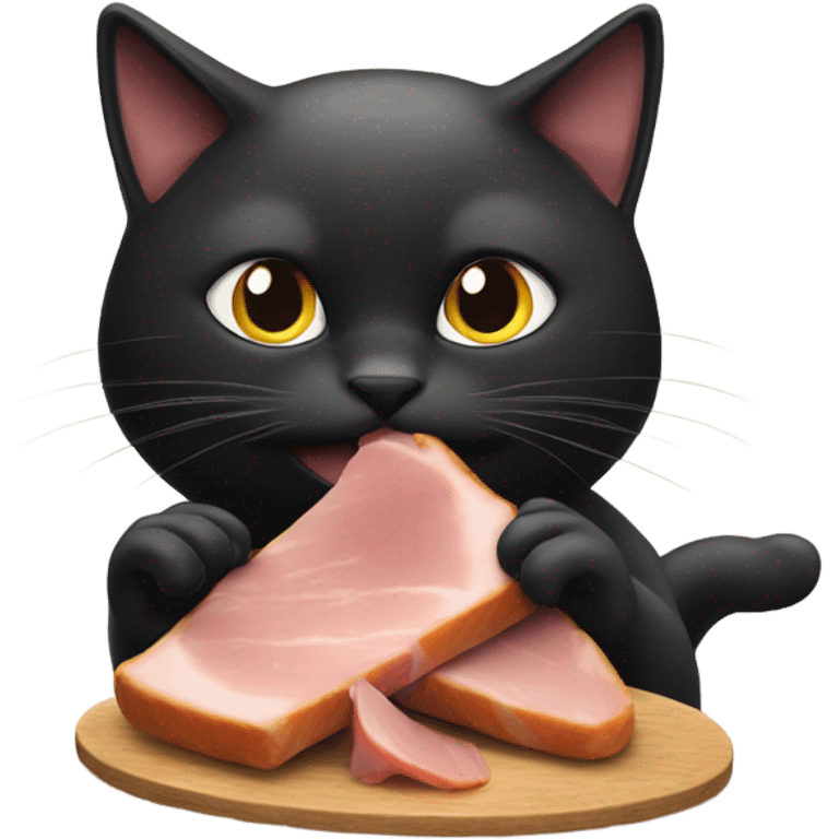 Black Cat eating ham in istanbul emoji