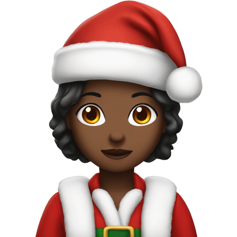 Dark hair girl in Santa outfit  emoji